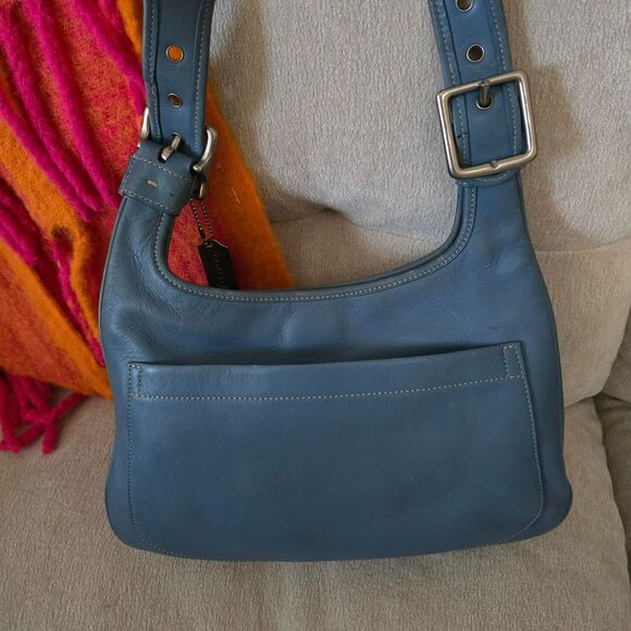 Vintage Coach Legacy Saddle Bag - Light Blue - Picture 4 of 9